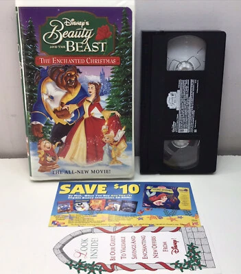 Beauty & Beast Enchanted Christmas VHS Disney Video Tape Inserts VTG Clamshell - Imagem 1 de 4