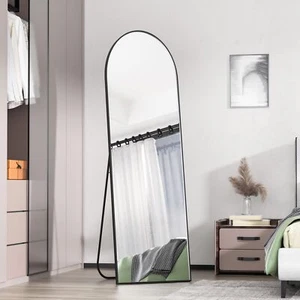 64"×21" Arched Full Length Mirror Floor Mirror with Stand Large Mirror Black - Picture 1 of 7