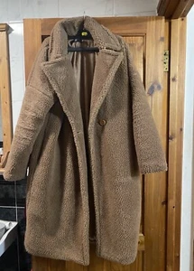 Missguided Tab Brown teddy coat size 8 - Picture 1 of 5