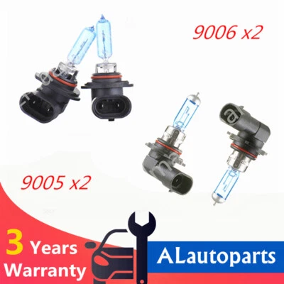 4Pcs HB3 9005 HB4 9006 Xenon Gas Halogen HeadLights Bulbs Kit 100w 6000k 12V - Image 1 of 4