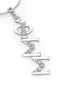 Phi Sigma Sigma Diagonal Lavaliere with Simulated Diamonds - Picture 1 of 2