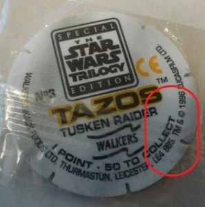 Walkers Star Wars Tazo's impresión temprana con TM en dirección después del código postal - Imagen 1 de 19