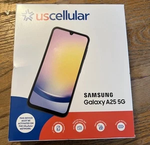 US CELLULAR SAMSUNG GALAXY A25 5G Blue Black Prepaid Smartphone BRAND NEW - Picture 1 of 2