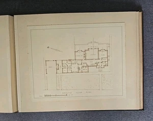 Vintage Antique Architectural House Plans in Large Leather Book - Guildford 1937 - Bild 1 von 11