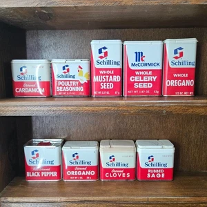 Latas de especias y cocina vintage cocina retro MCM decoración! Juego de 9. - Imagen 1 de 5