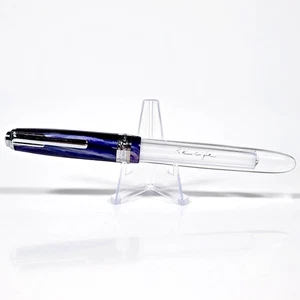1990s Modele RECIFE Depose Fountain Pen CT Marble Blue Clear M Stainless GP Nib - Picture 1 of 17