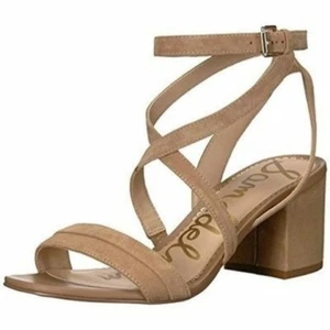 Sam Edelman Sammy Beige Tan Suede Block Heel Sandals Sz 10 - Picture 1 of 11