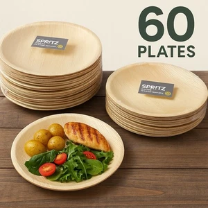 Spritz Areca Palm Leaf Dinner Plates 10โ- 60 Ct (6 Packs) Eco Compostable Plates - Picture 1 of 6