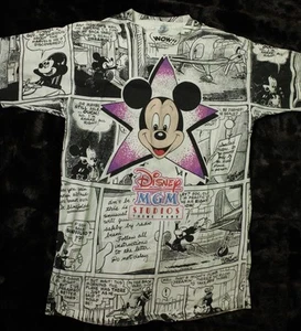 Vintage Disney 1989 MGM Studios Mickey Mouse T-shirt AOP One Size Single Stitch - Picture 1 of 6