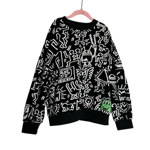 H&M X Keith Haring Black & White Crewneck Sweatshirt Size 8/10 Youth - Picture 1 of 6