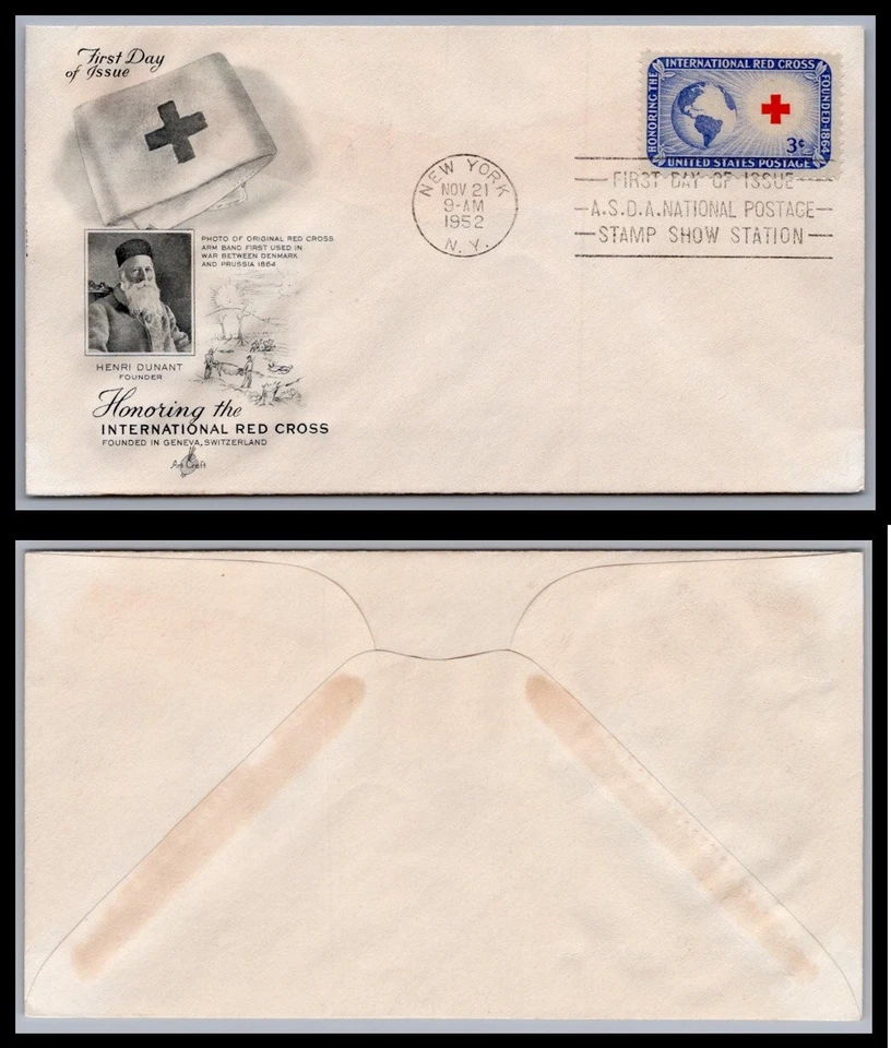 US FDC # 1016 3c International Red Cross  ArtCraft   1952, 9Q2056 - Image 1 of 1