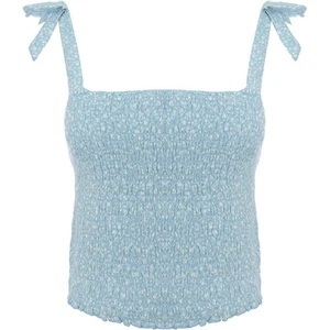 Abercrombie & Fitch Women's Blue Floral Tie Strap Top RRP£35 SIZE-Large - Picture 1 of 3