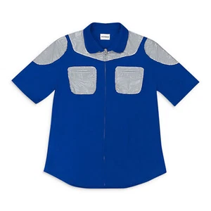 NWT KEENKEEE BLUE/GRAY BLOB ZIP SHIRT SIZE L $390 - Picture 1 of 5