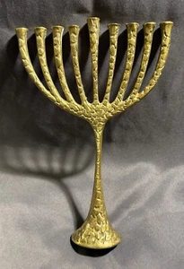 Vintage Mid Century MCM Messing Menora signiert gelisteter Künstler Leonard Meiselman  - Bild 1 von 15