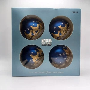 MARTHA STEWART EVERYDAY FOUR DECORATED GLASS ORNAMENTS - 2002 - Picture 1 of 6