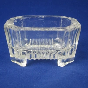 Antique EAPG Master Salt Dip Cellar Octagon Clear Pressed Glass Footed Rectangle - Bild 1 von 13