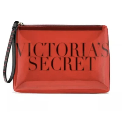 Bolsa de beleza Victoria's Secret vermelha "intensa" transparente estojo de maquiagem cosmética - Imagem 1 de 4