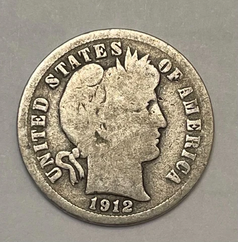 1912 P Silver Barber Dime - See Photos -Actual Coin b5 Cover
