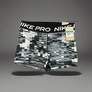 Nike Womens Nike Pro XL Mid-Rise 3" Printed Training Shorts DX0046-010 New Black - Picture 1 of 8
