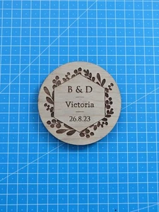 Personalised Wedding Favour Wooden Drinks Coaster (with felt back) - Pattern 1 - Picture 1 of 2