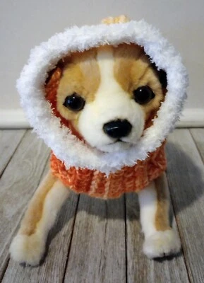 handmade crochet dog pet hood hat cat snood xs small sunrise orange ombre new - Image 1 of 4