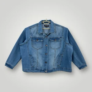 Jou Jou Denim Jean Jacket Women’s Size 3X Blue Long Sleeves Trucker Type - Picture 1 of 7