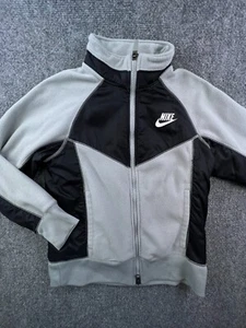Nike Gray Fleece Jacket Boys Small (8) Full Zip Long Sleeve w Logo Youth Casual - Picture 1 of 14
