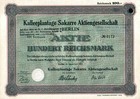 50 X Kaffeeplantage Sakarre Aktiengesellschaft 1929 100 RM
