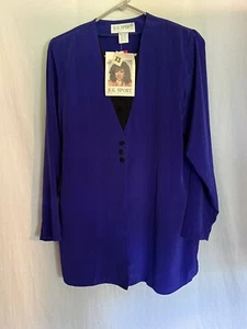 S.G. Sport Collection Blue Blouse Button Top Vintage Womens Size XSmall NWT - Picture 1 of 15