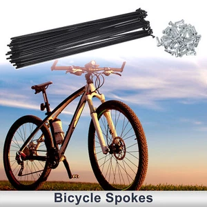 1 Juego Radios Bicicleta 13G 210mm Longitud Pezón 45 Acero Negro Universal - Imagen 1 de 7