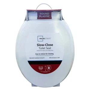 Mainstays Plastic Round Slow-Close Toilet Seat in White Free Shipping - Picture 1 of 10