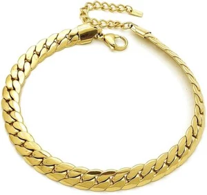 Stainless Steel Cuban Chain Gold Plated Anklet For Women Adjustable Waterproof - Picture 1 of 6