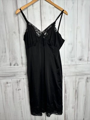 Vintage Van Raalte Full Pin Up Slip USA Nylon Sz 36 Sheer Sexy Lace Goth Fairy - Image 1 of 4