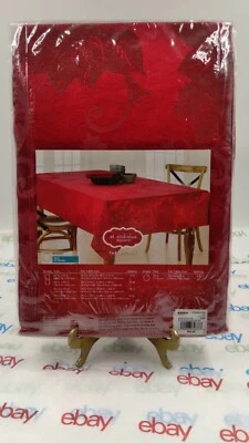 St Nicholas Square Rich Red Poinsettia Tablecloth Fabric Table Cloth 70 Round - Image 1 of 3