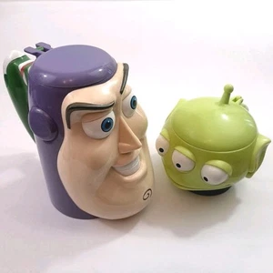 Toy Story Walt Disney on Ice Plastic Lidded Mug Cup Alien & Buzz Lightyear - Picture 1 of 8