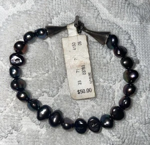 Armband Silber Verschluss Knebel lila blau Farben Süßwasserperlen irisierend - Bild 1 von 24