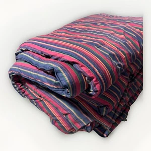 Ralph Lauren Red Blue Green Striped Pattern Comforter King Size Cotton 95x110 - Picture 1 of 5