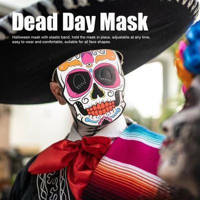­12pcs Day Of The Dead Mask With Elastic Band Attractive Halloween Mask For - Image 1 of 4