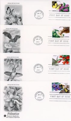 Juego de 4 piezas US 4153-4156 FDC Polinización Abejas Pájaros Flores Mariposas Foto 1 de 4