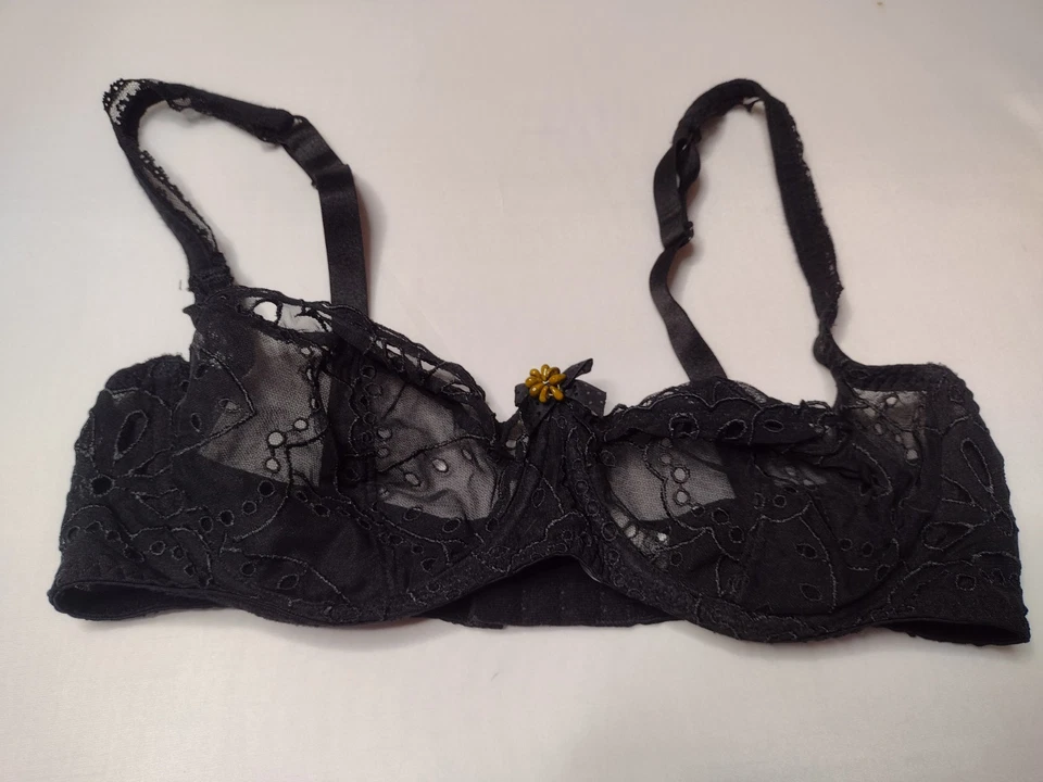 Sujetador balconette de malla de encaje transparente Aubade para mujer 34D negro con aros B25 Foto 1 de 4