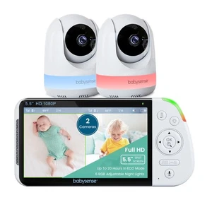 5,5" 1080p Full HD Split-Screen Babyphone, Video Babyphone - Bild 1 von 5