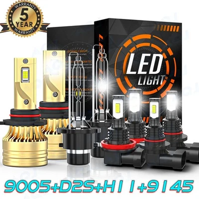 For Acura RDX 2008-2015 8PCS Front LED HID Headlights Hi/Lo+DRL Fog Light Bulbs Foto 1 de 4