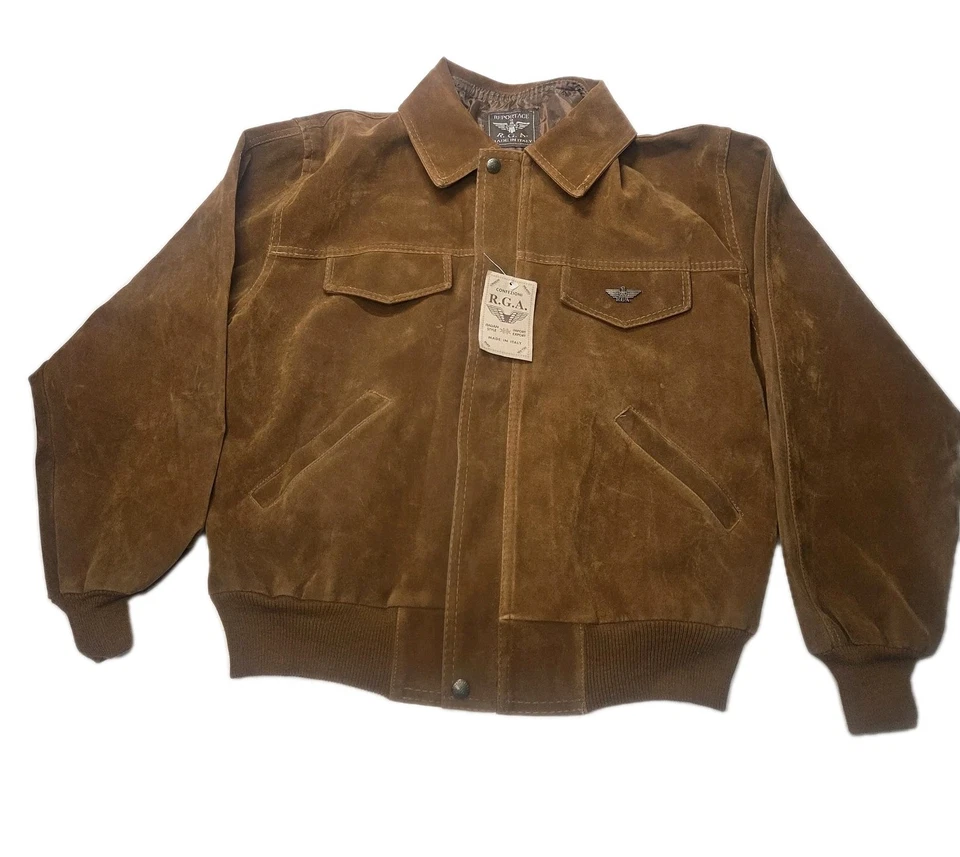 Reportage R.G.A. Made in Italy Bomber XL Brown Suede Corduroy Style Full Zip  - Image 1 of 4