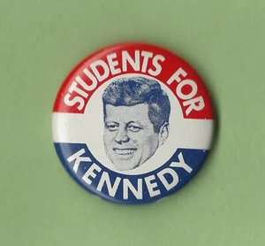 1960 John F. Kennedy 1-1/8" / "Students" Presidential Campaign Button(Pin 02) - Picture 1 of 3