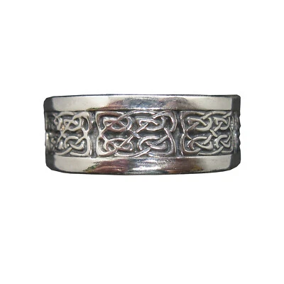 Sterling Silver Ring Celtic Knot Band Genuine Solid Hallmarked 925 9mm Wide - Image 1 of 4