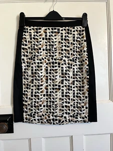 Gonna DKNY nera marrone lunghezza ginocchio cotone US 4 UK 8 - Foto 1 di 5