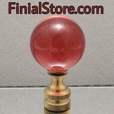 Red Crystal Ball 30mm Lamp Finial Nickel/Polished/Antique Brass Bases