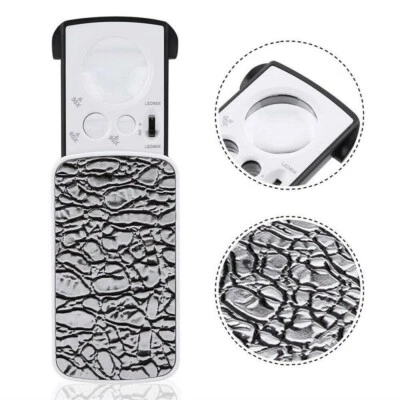 30/60/90X Jewellers Magnifier Eye Pocket Magnifying Glass LED Light Lens Loupe - Image 1 of 4