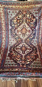ANTIQUE  1890  ESTATE FIND KHAMSEH    FINE RUG WITH GREAT COLORS  AND GOOD PILE - Picture 1 of 12