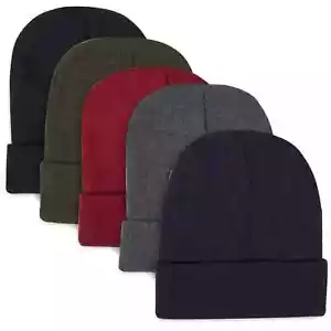 Pack Of 50 Children’s Knitted Beanies - 5 Colors - One Size Fits All - Picture 1 of 7